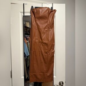 Brown faux leather dress